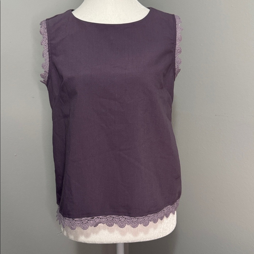 TopShop embroidered lace trim top